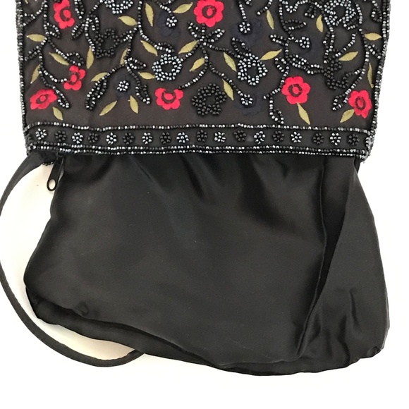 HILLARD & HANSON Black Beaded Mini Bag Floral - Picture 10 of 14